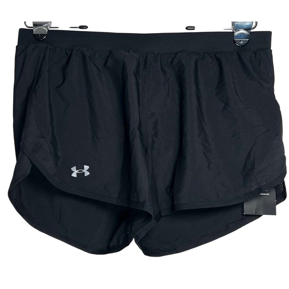 Under Armour Womens Fly By 2.0 Running Shorts Black Loose Fit 1350196-001 New L